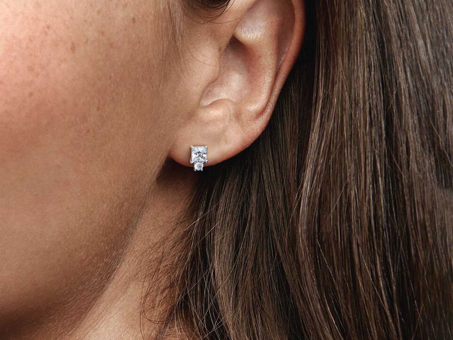 Sparkling Round & Square Earrings