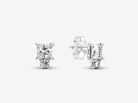 Sparkling Round & Square Earrings