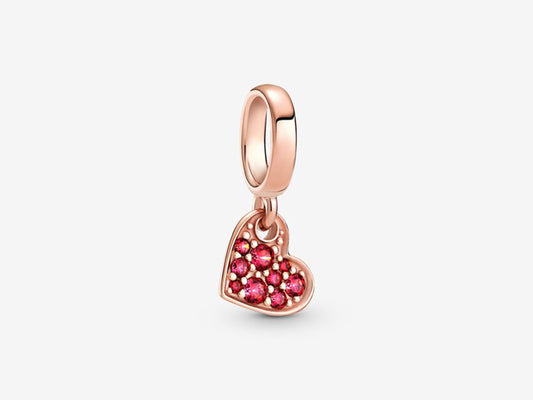 Red Inclined Heart Charm