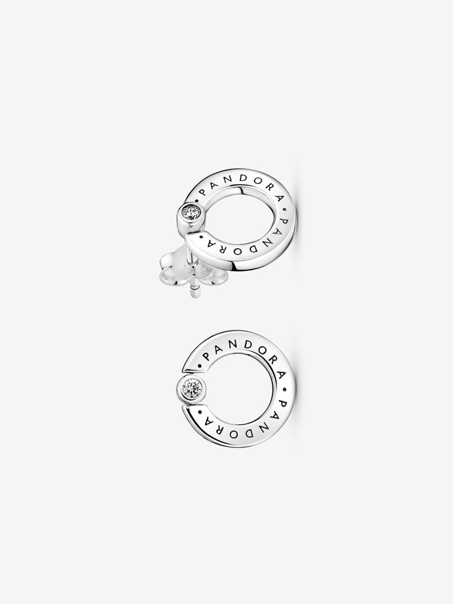 Pavé & Logo Circle Reversible Stud Earrings