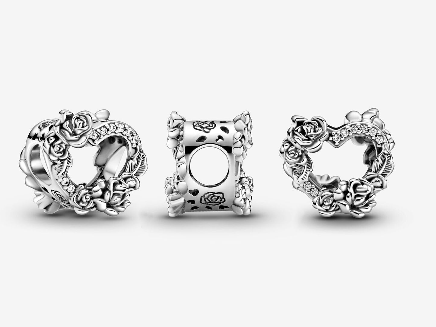 Rose-Adorned Heart Charm