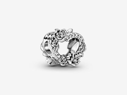 Rose-Adorned Heart Charm