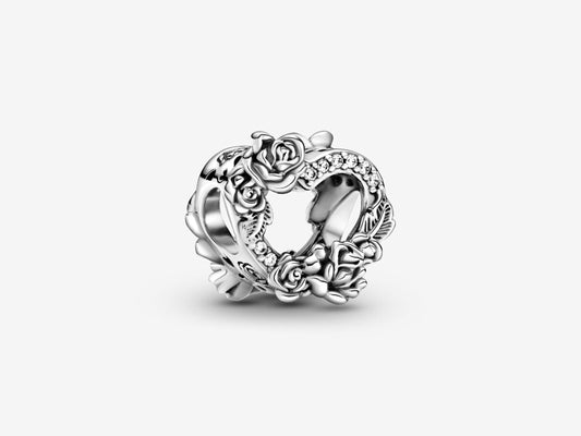 Rose-Adorned Heart Charm