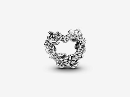 Rose-Adorned Heart Charm