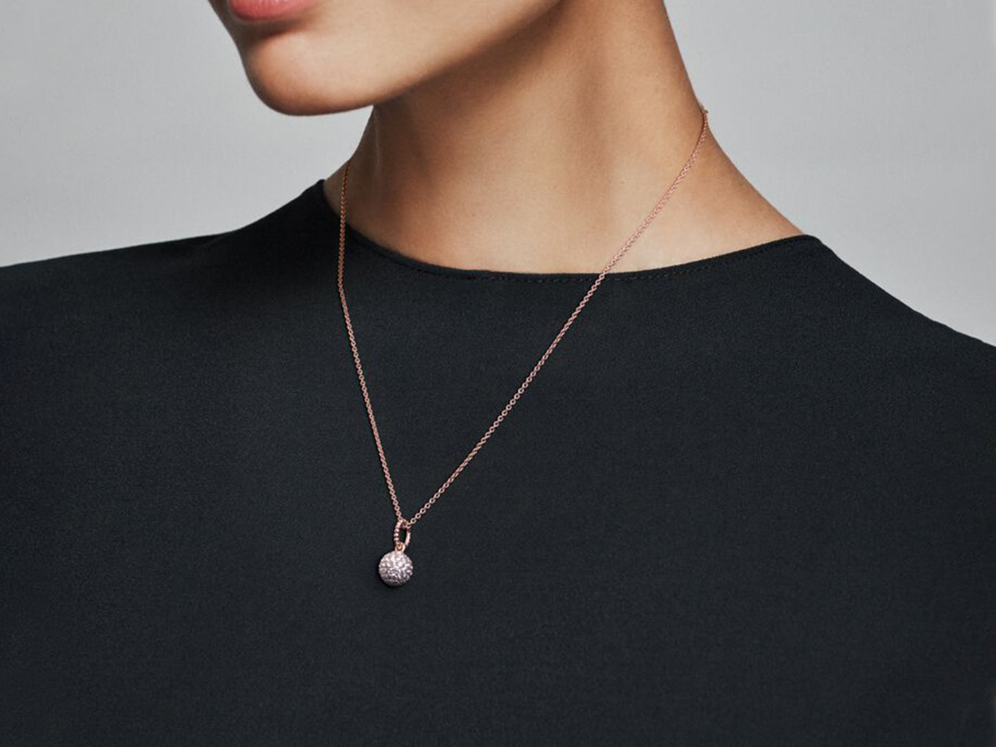 Rose Gold Pavé Ball Pendant