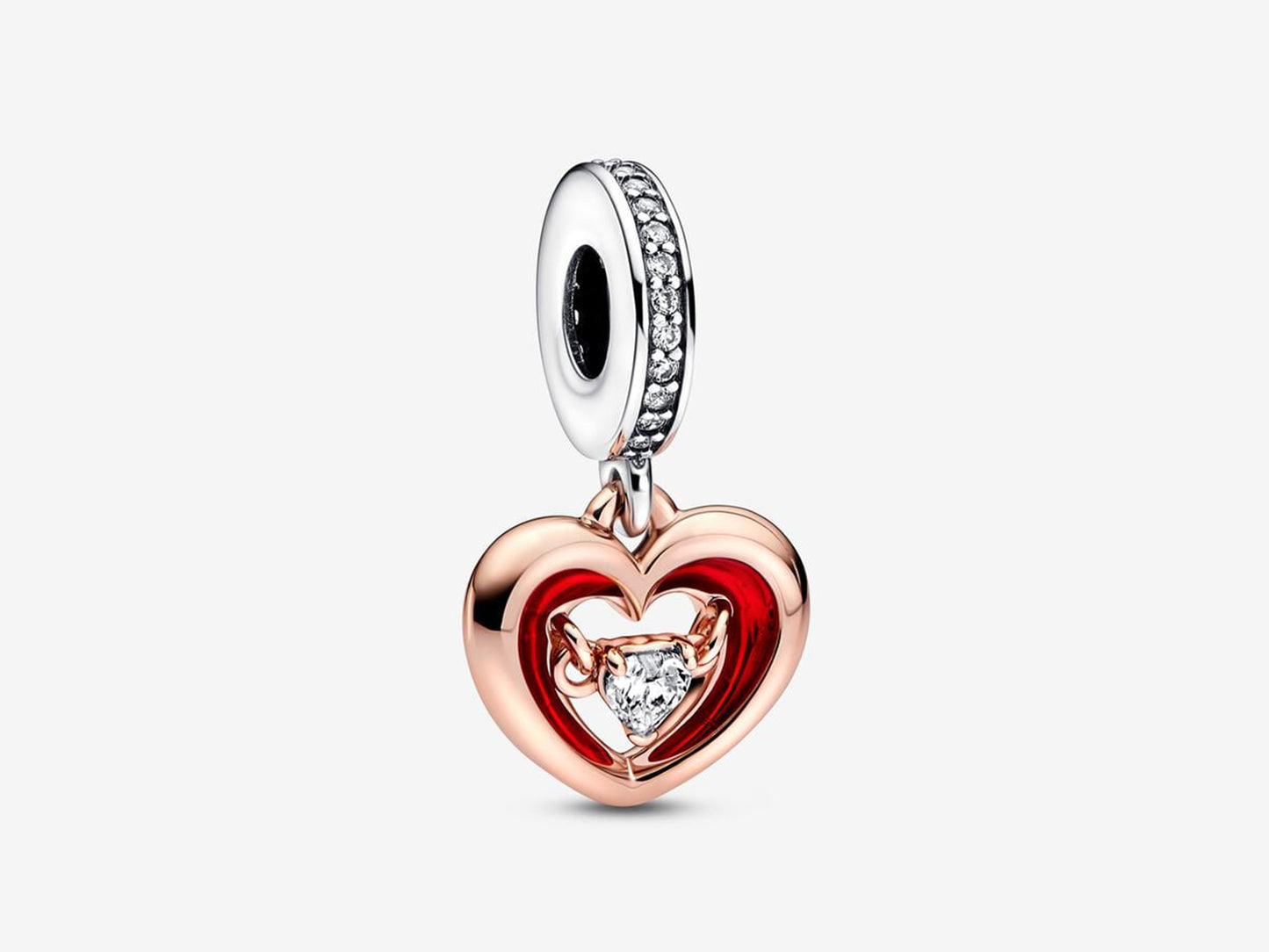 Two-tone Radiant Heart Dangle Charm