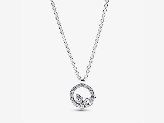 Sparkling Herbarium Circle & Cluster Pendant Necklace