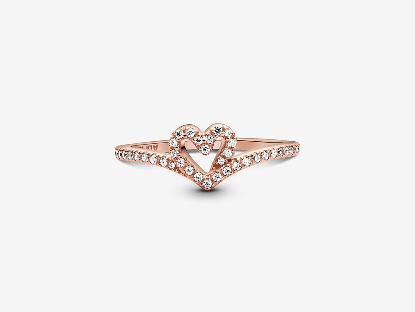 Sparkling Wishbone Heart Ring