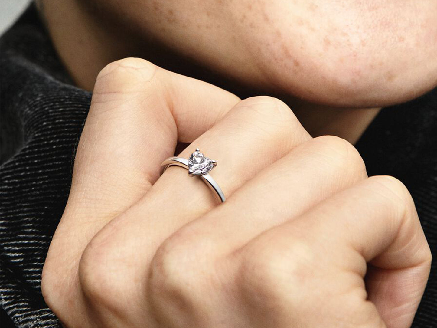 Sparkling Heart Solitaire Ring