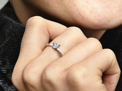 Sparkling Heart Solitaire Ring