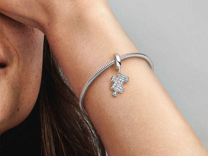 Sparkling Puzzle Piece Dangle Charm
