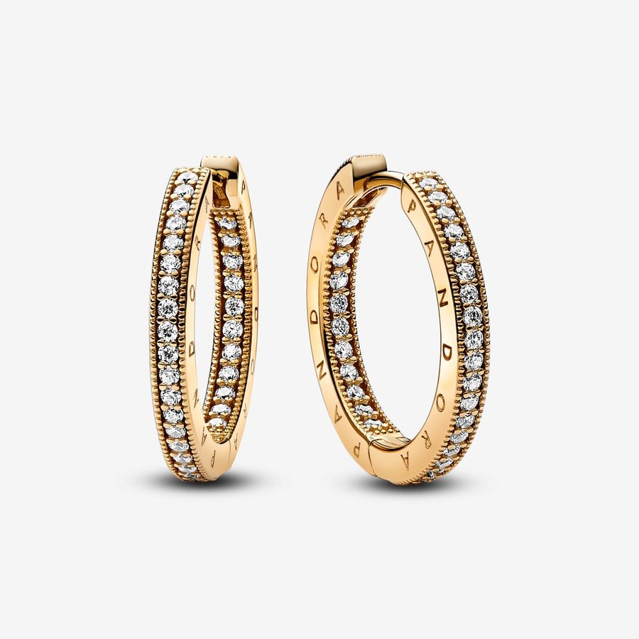 Logo & Pavé Hoop Earrings