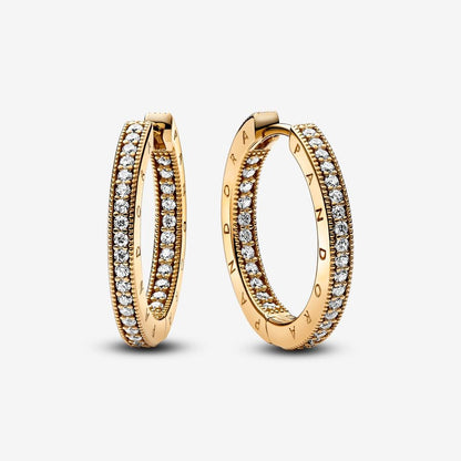 Logo & Pavé Hoop Earrings