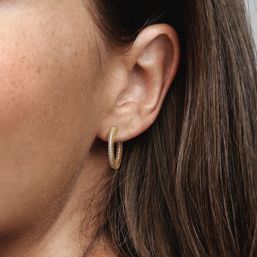 Logo & Pavé Hoop Earrings