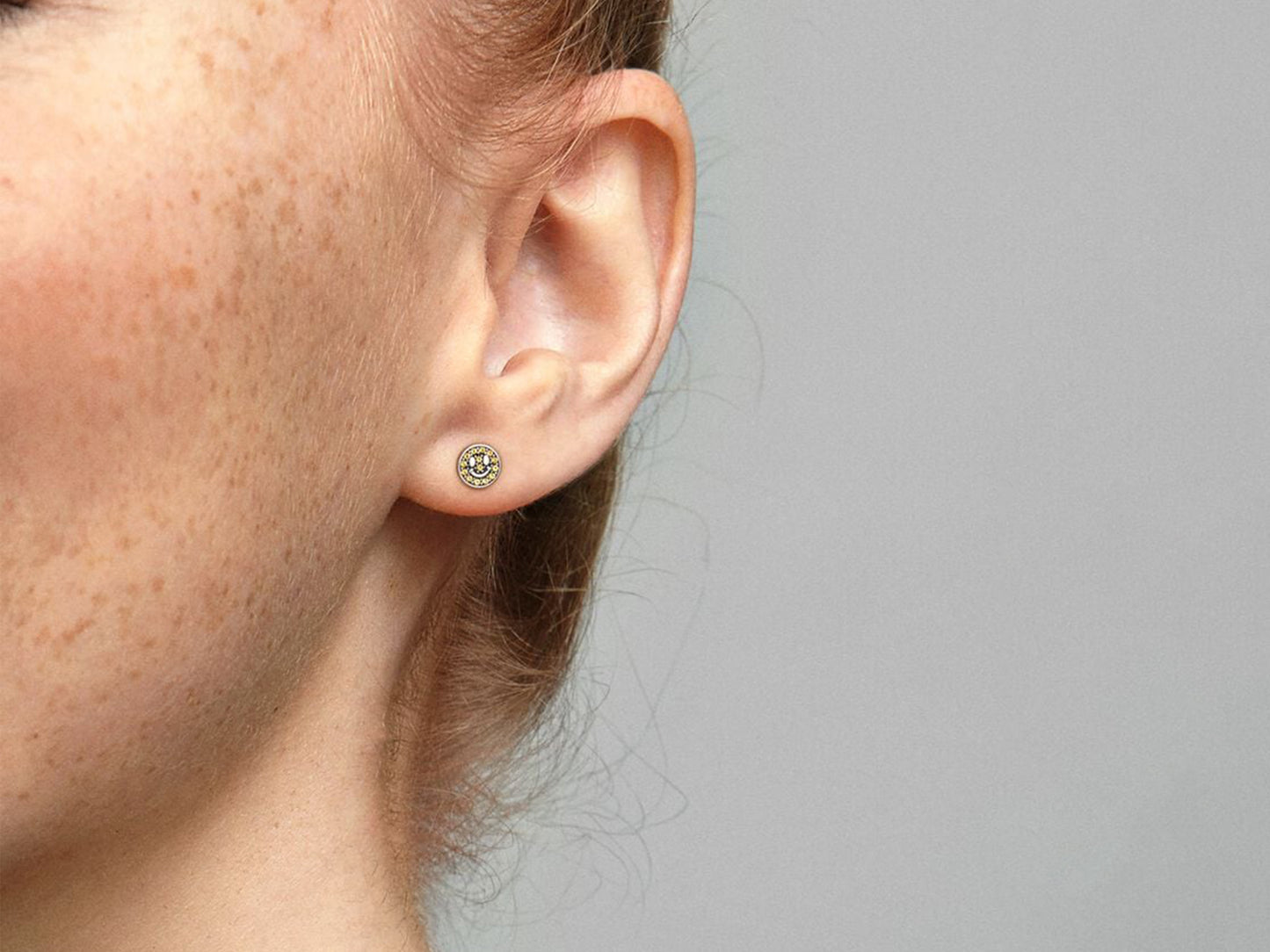 Smiling Solo Charm Stud Earrings