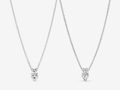 Double Heart Pendant Sparkling Collier Necklace