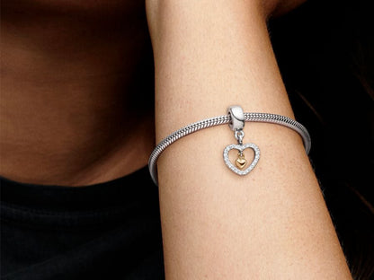 Sparkling Double Heart Charm