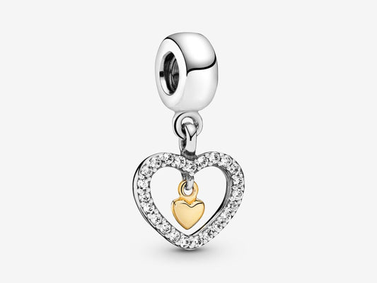 Sparkling Double Heart Charm