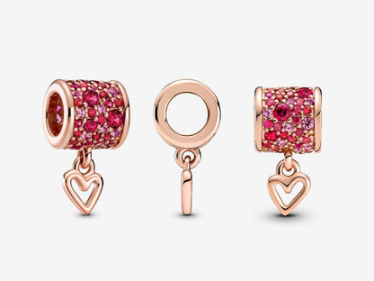 Sparkling Heart Barrel Charm