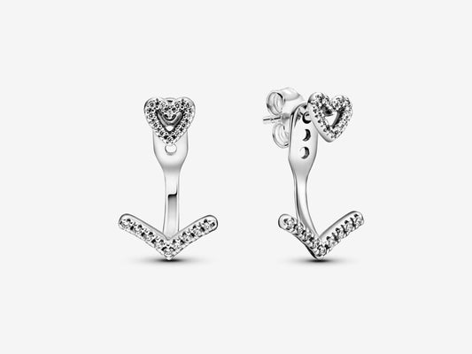 Sparkling Heart Wish Stud Earrings