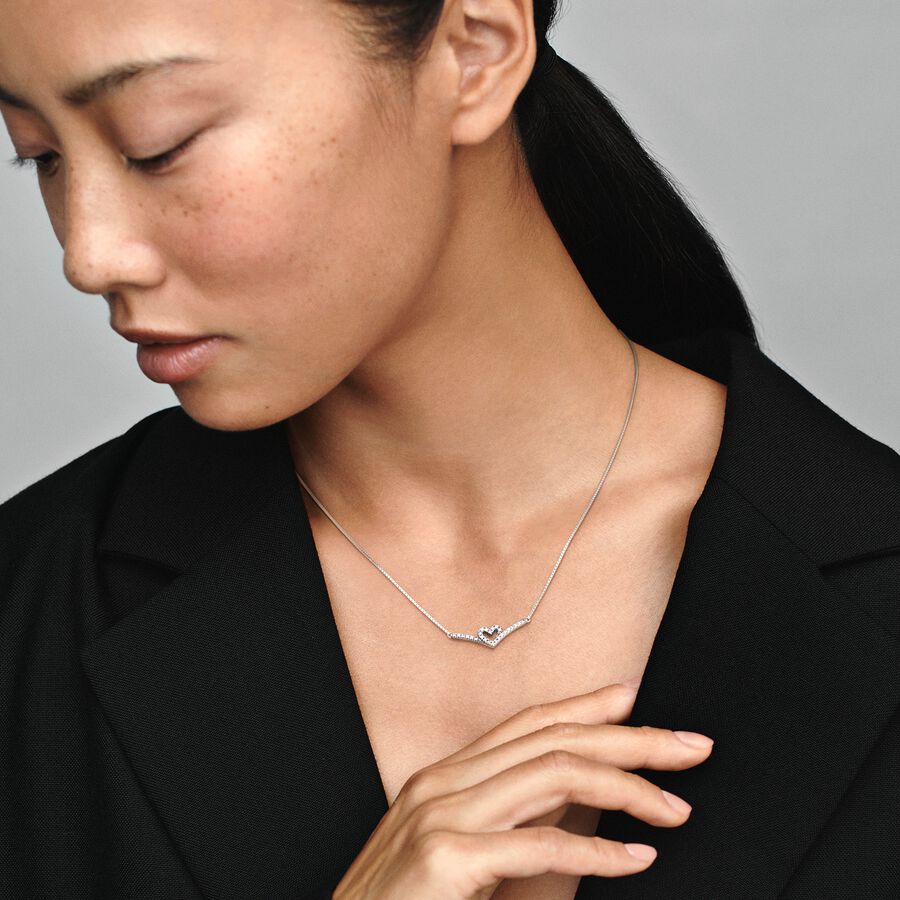 Sparkling Heart Wishing Rolo Necklace