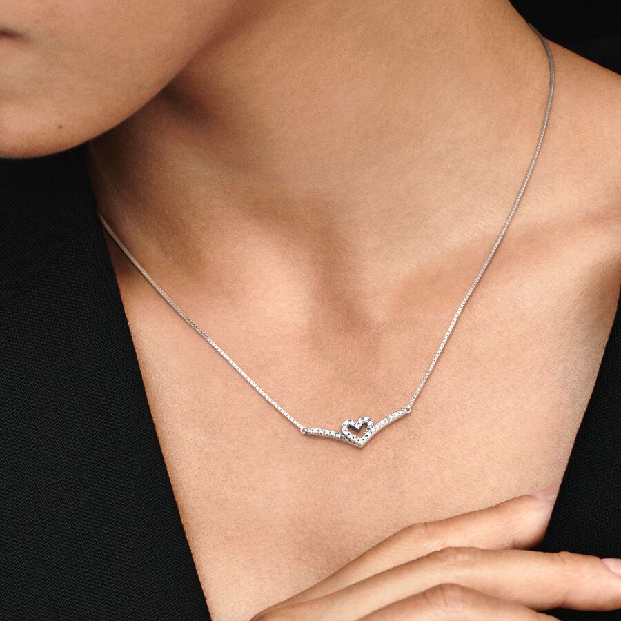 Sparkling Heart Wishing Rolo Necklace