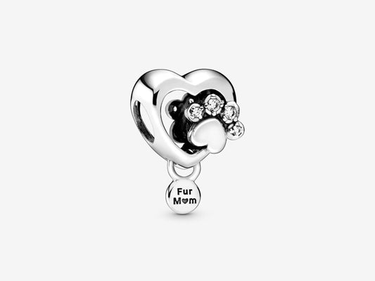 Sparkling Paw Print & Heart Charm