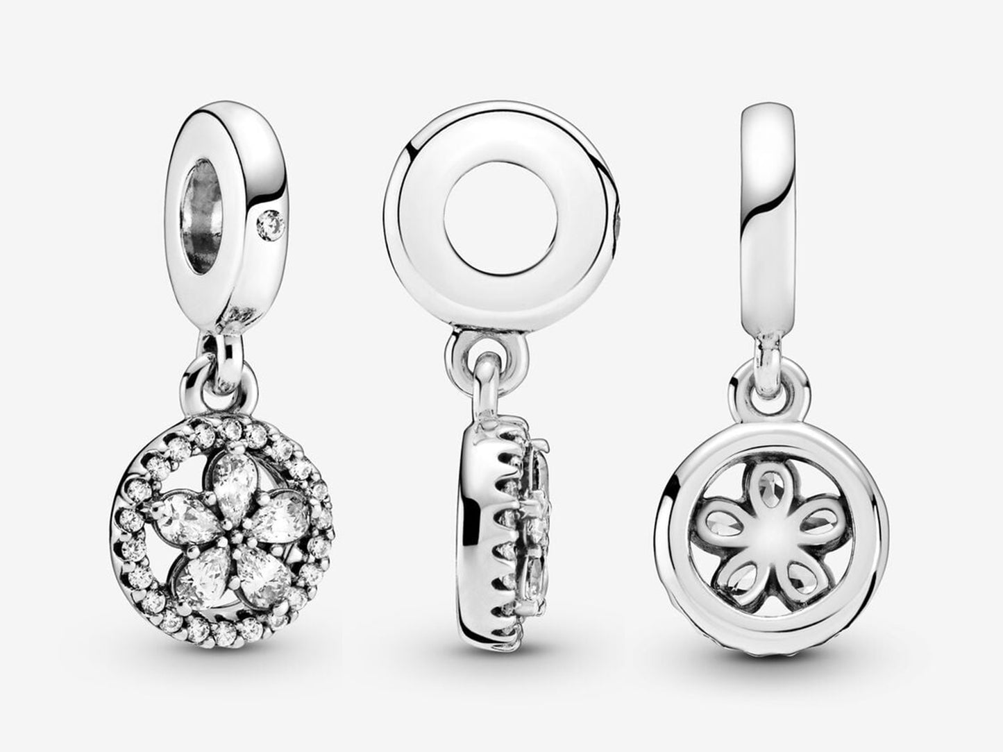 Sparkling Snowflake Round Charm