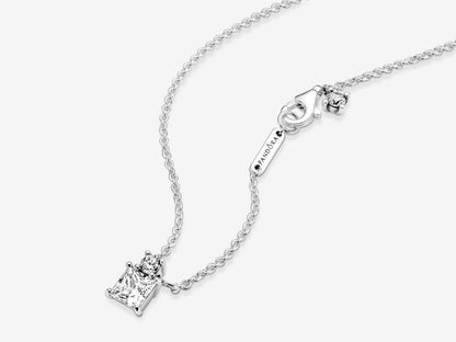 Sparkling Collier Round & Square Pendant Necklace