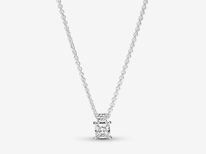 Sparkling Collier Round & Square Pendant Necklace