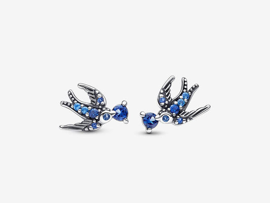 Sparkling Swallow Stud Earrings