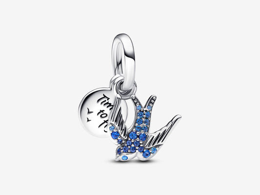 Sparkling Swallow & Quote Double Dangle Charm