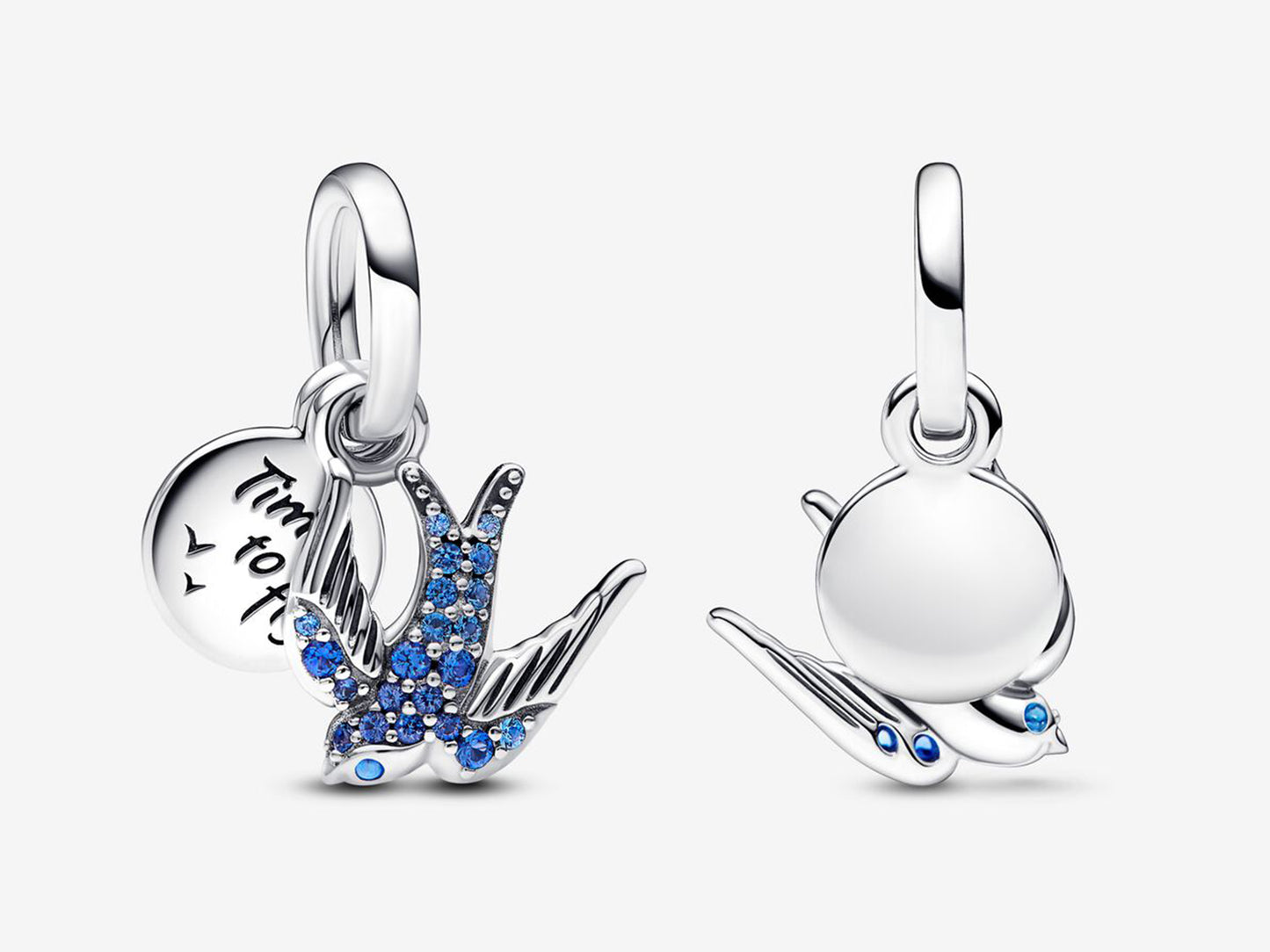 Sparkling Swallow & Quote Double Dangle Charm