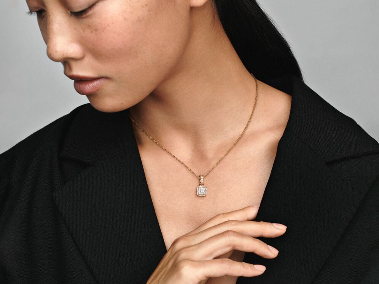 Square Brilliant Halo Pendant