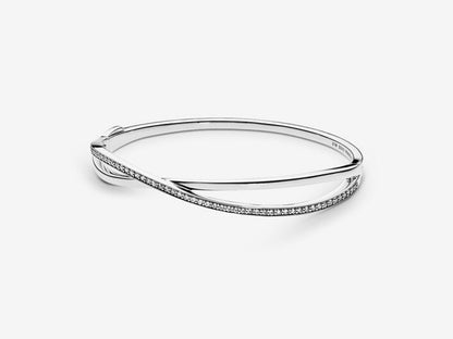 Radiant Silver Hinged Bangle