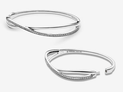 Radiant Silver Hinged Bangle