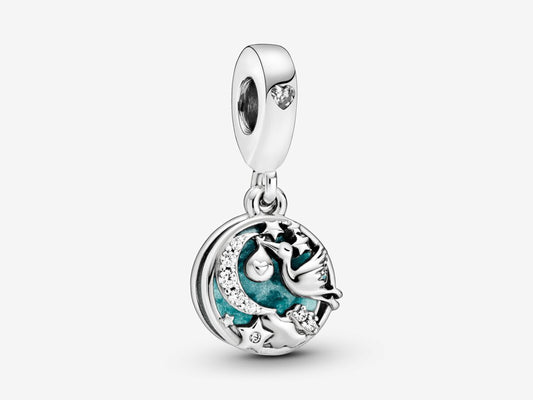 Stork and Twinkling Stars Charm