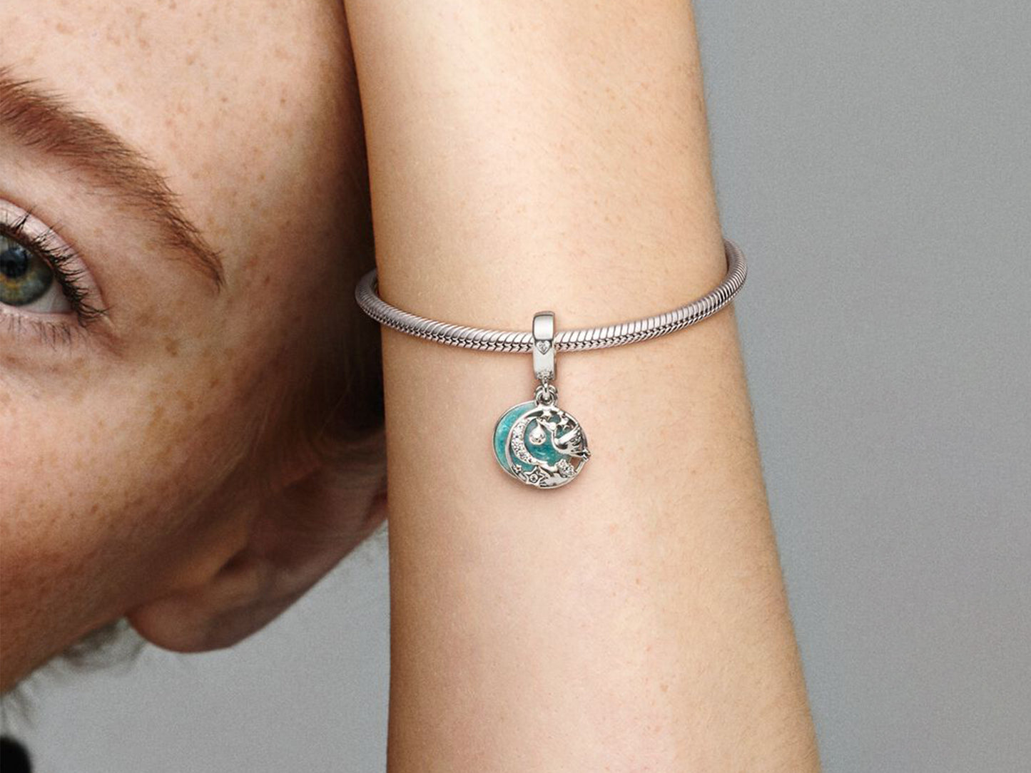 Stork and Twinkling Stars Charm