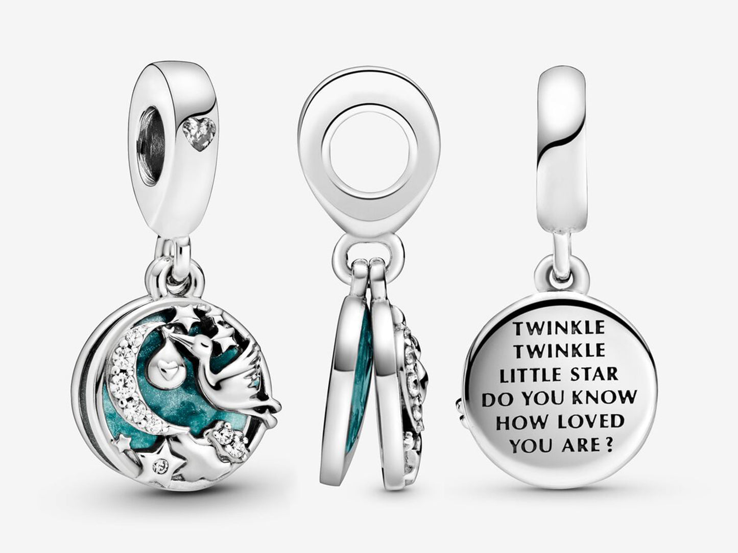 Stork and Twinkling Stars Charm