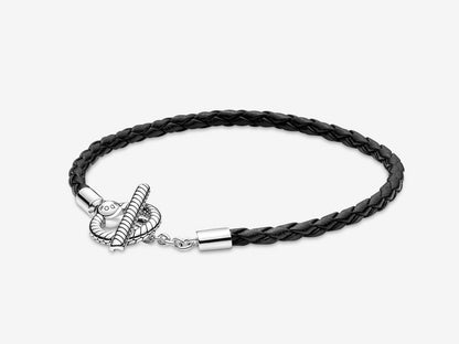 Braided Leather T-bar Bracelet
