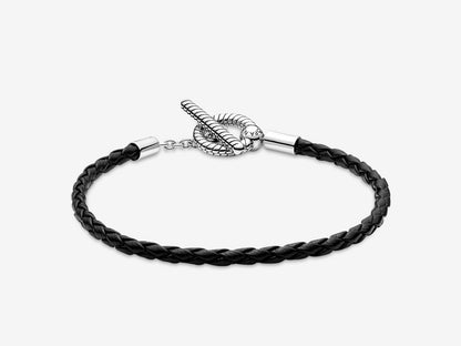 Braided Leather T-bar Bracelet