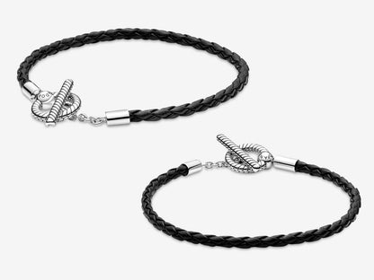 Braided Leather T-bar Bracelet
