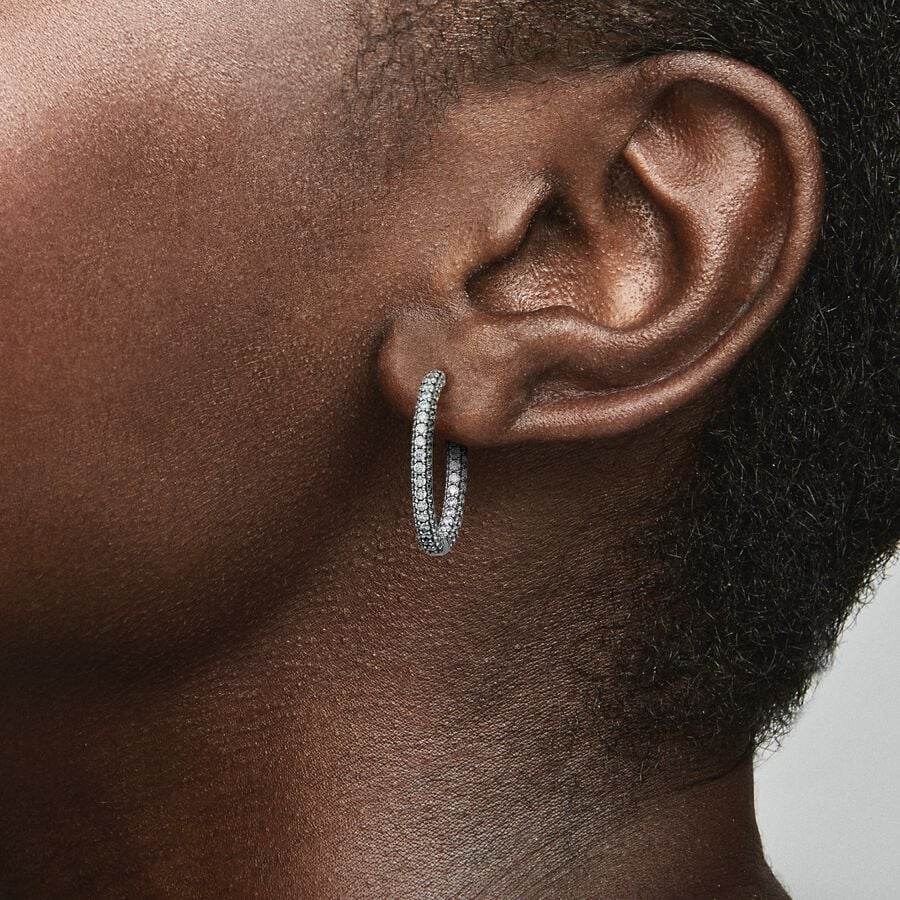 Pavé Single-row Hoop Earrings