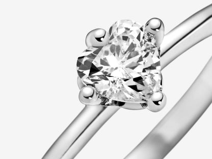 Clear Heart Solitaire Ring