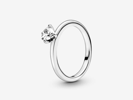 Clear Heart Solitaire Ring