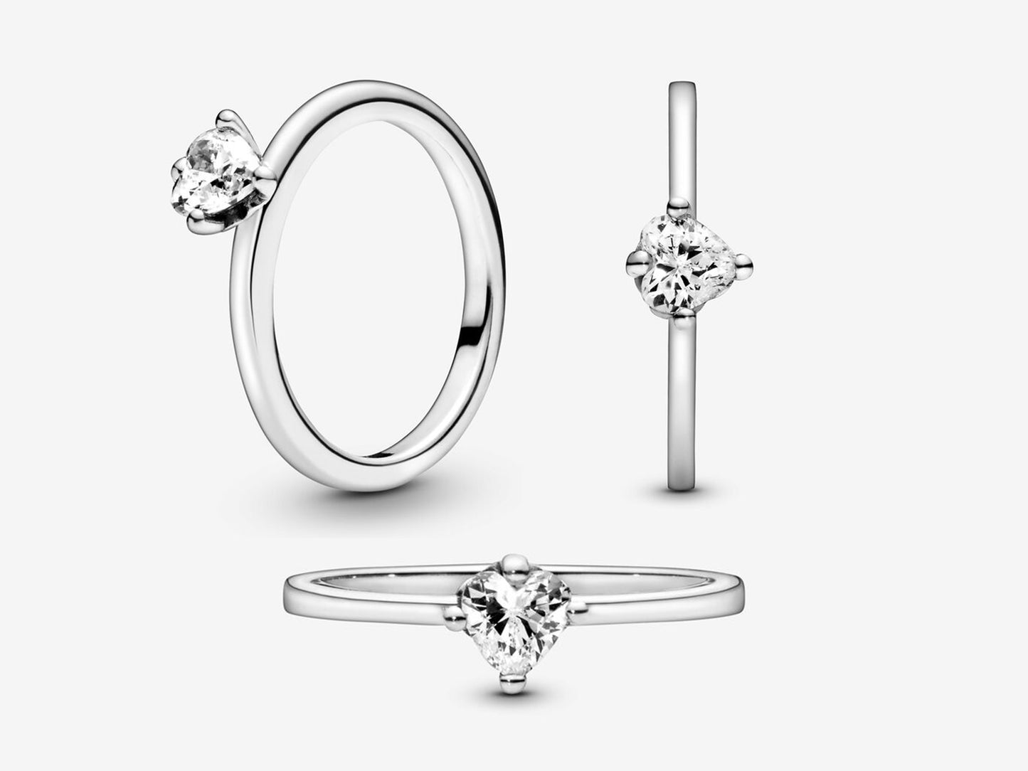 Clear Heart Solitaire Ring