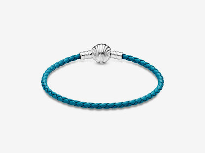 Seashell Clasp Turquoise Braided Leather Bracelet