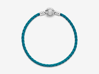 Seashell Clasp Turquoise Braided Leather Bracelet