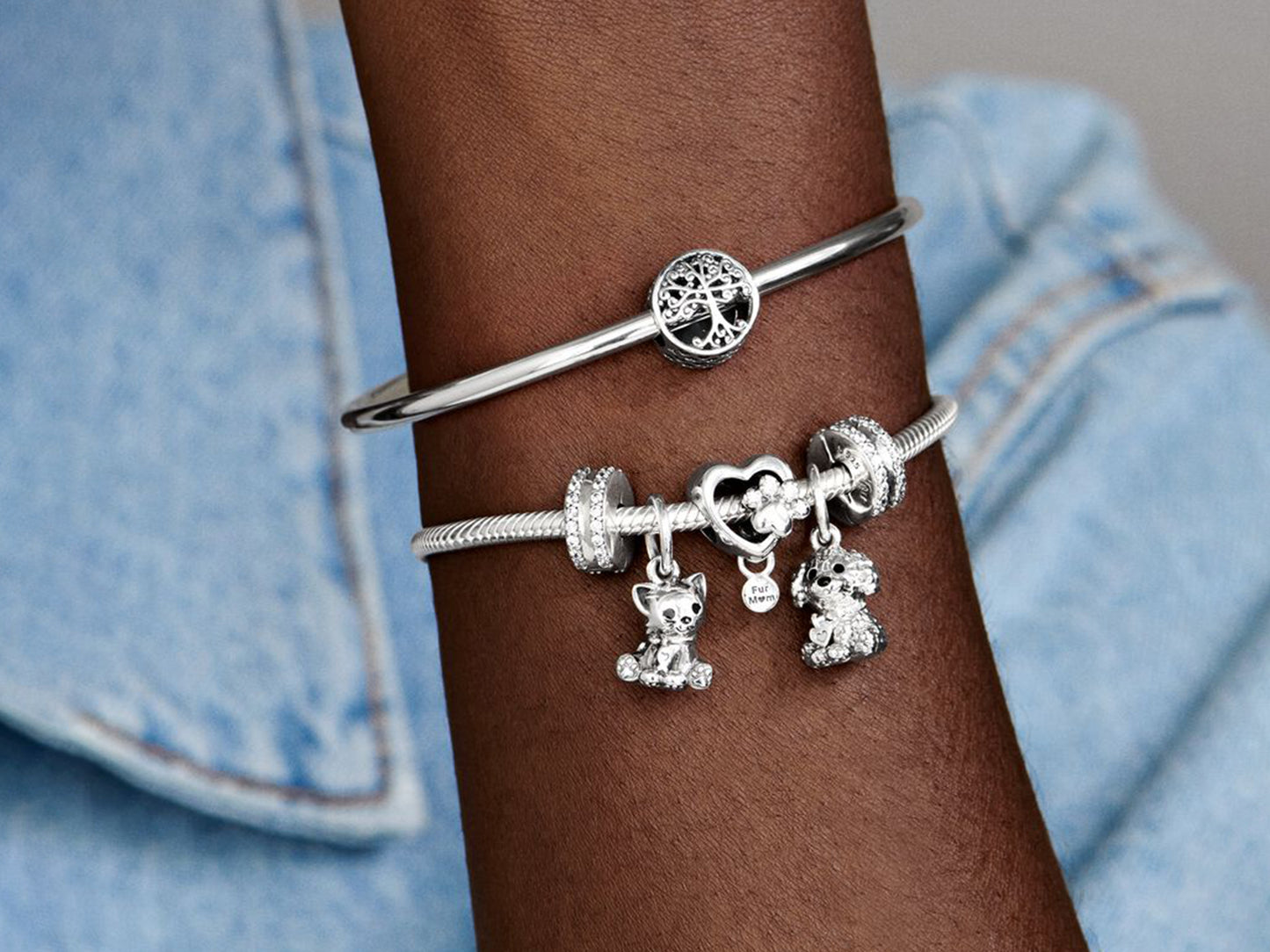 Double Lined Pavé Clip Charm