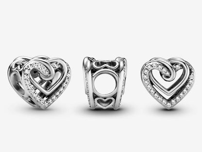 Sparkling Entwined Hearts Charm